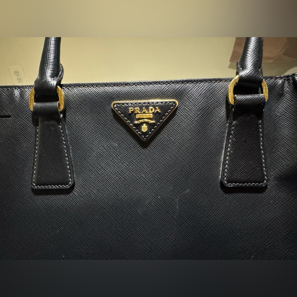 PRADA Black Saffiano Lux Leather Satchel with Gold Hardware - Picture 13 of 16